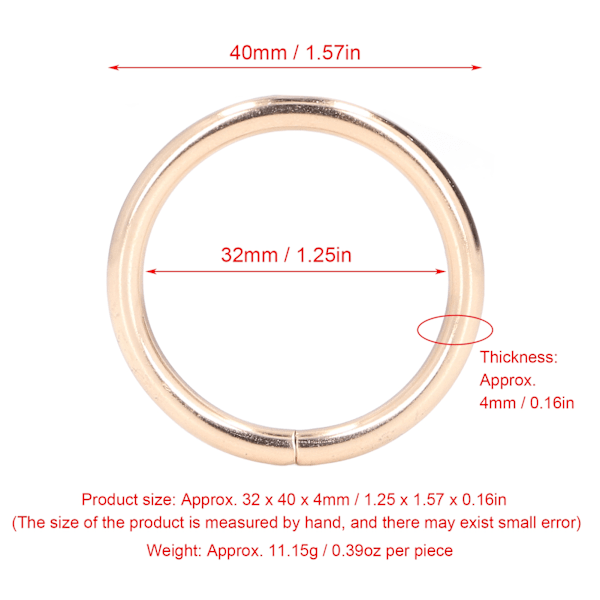 20 stk. metalringe 4x32mm jern robust holdbar multifunktionel udsøgte metal O-ringe guld
