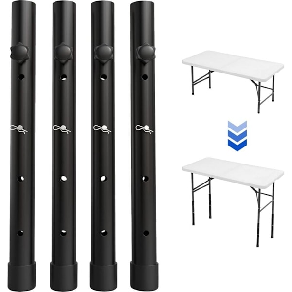 Set med 4 hopfällbara bordsbensförlängare Raka ben Justerbara hopfällbara bordsbensförlängare för höjd (44 cm)