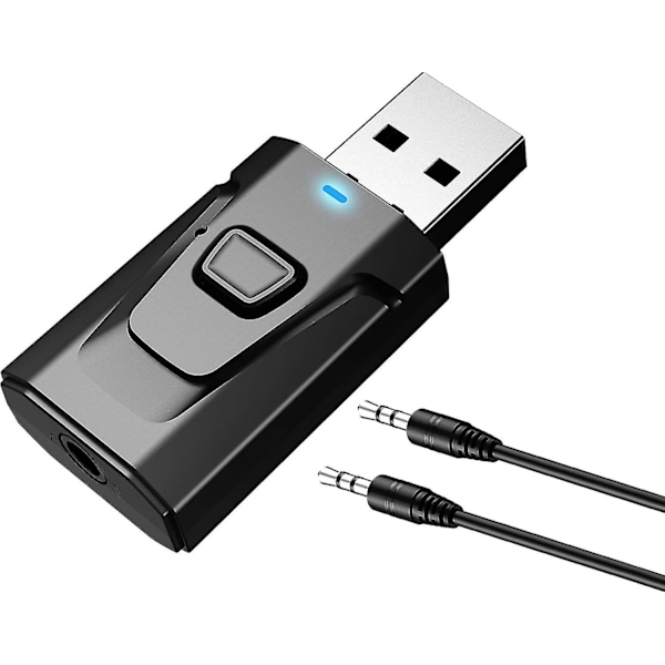 USB Bluetooth 5.0 with 3.5mm Extra 4 in 1 Wireless Audio Transmitter Receiver Adapter for TV/Home Audio System