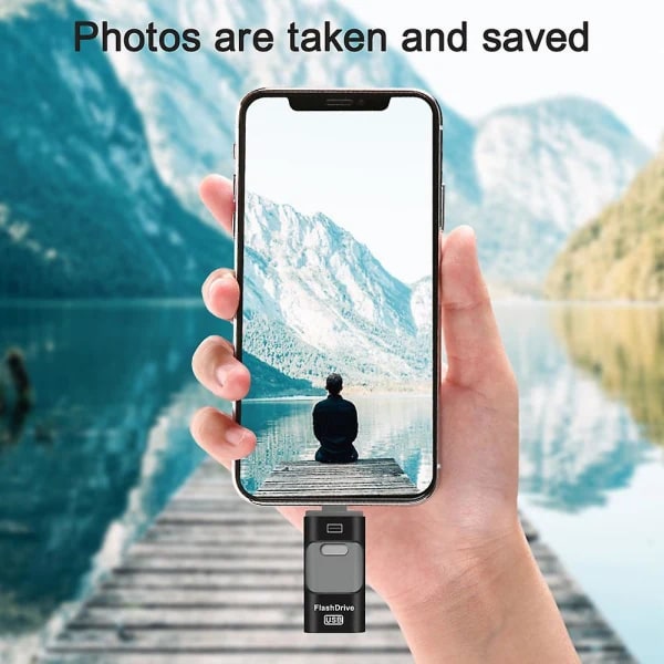 Flash-muisti, 3-in-1 USB 3.0 -muistitikku, valokuvien tallennus ulkoinen tallennustila peukaloasema iPhone iPad Android-tietokoneelle 64 Gt - kulta hopea-harmaa Silver-grey 8GB