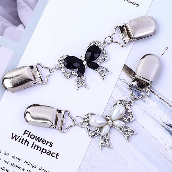 Muodin Jousi Solmi Cardigan Neulepaita Pin Shawl Brooch Clips White