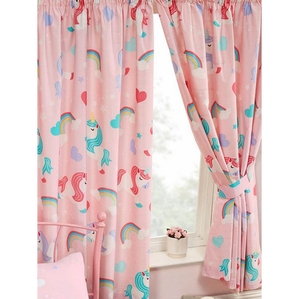 Jeg tror på enhjørninger forede gardiner (2-pak) 183 cm x 168 cm Pi Pink Pink 72in x 66in