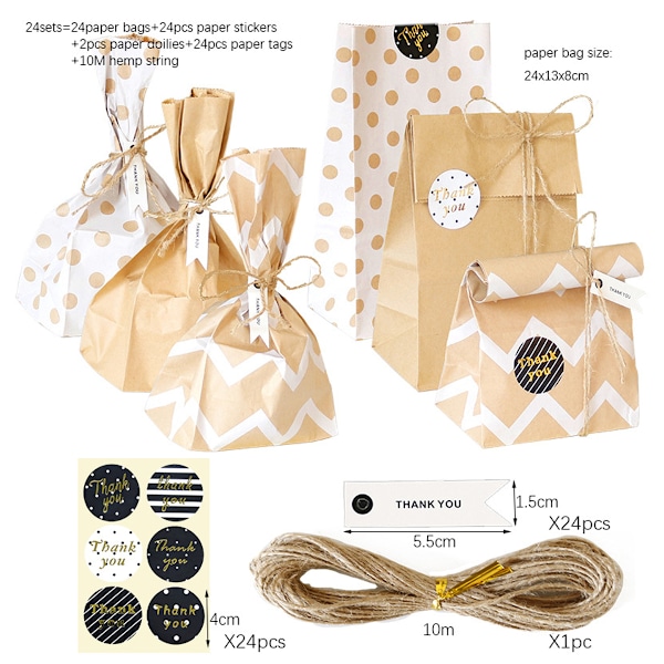 24 stk. papirsposer til cookies, festposer, papir