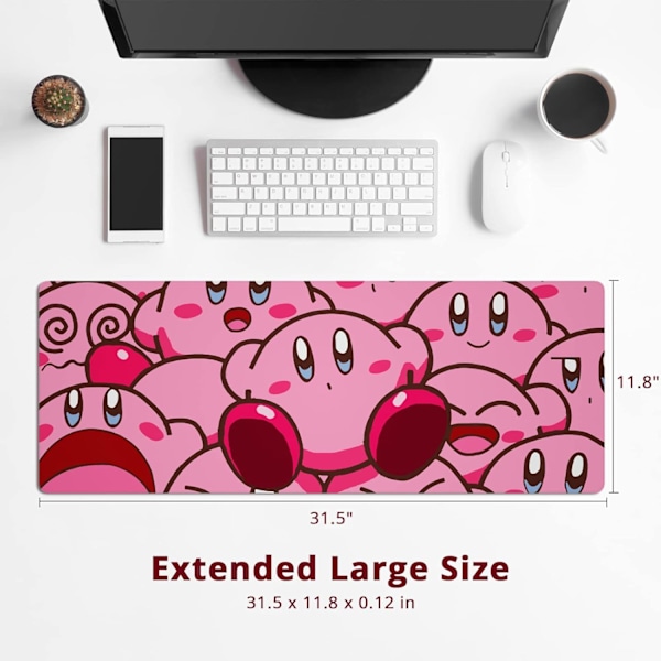 Gaming Mousepad Stor med Syet Kant, Japansk Anime Mousepad til Skrivebord, Udvidet XL Langt Fuldt Skrivebord Mousepad med Anti-Slip Bund, Sød Skrivebordspude