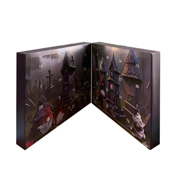 2024 Halloween Gnome Adventskalender, 2024 Halloween Adventskalender med 31 samledukker, Halloween nedtellingskalender