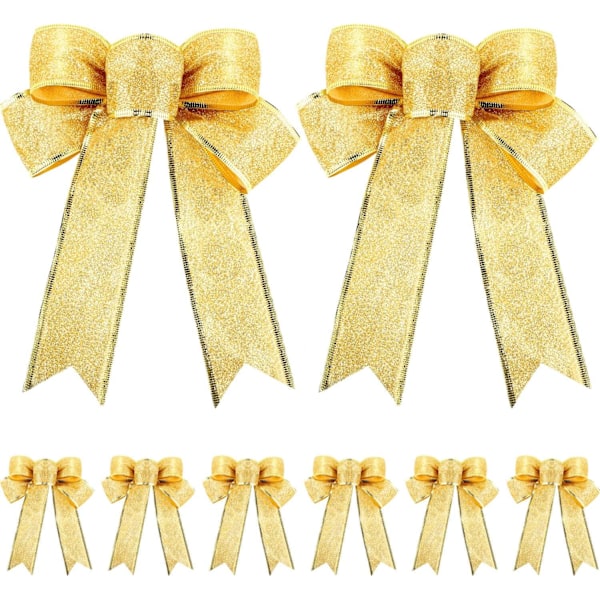 10 stykker glitter juletre sløyfe bånd sløyfer juletre