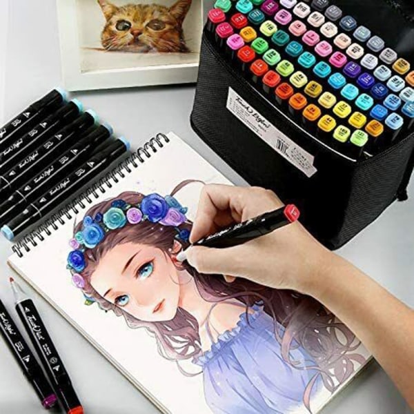 Färg penselpennor Set Dubbla tips Marker Akvarell Pen Marker