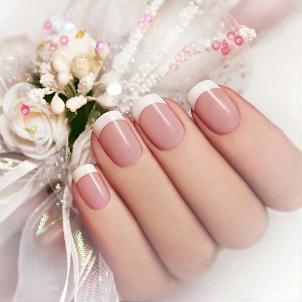 12 st Franska Nagelstickers, Vita Franska Nagelsticker Tips, Smile Line Guide Nagelstickers för Nageldekoration