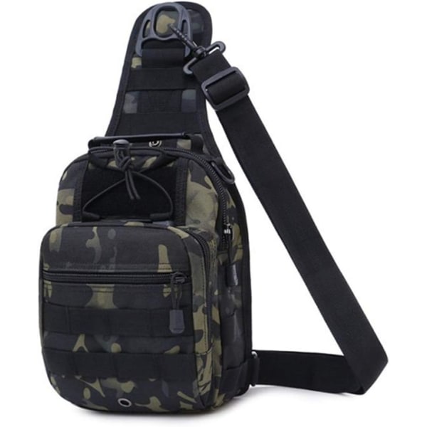 Sling Bag Tactical Military Molle Axelväska Bröstpaket för män Multifunktionell Sport Jaktryggsäck， Camo