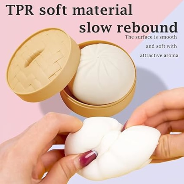 Squeeze Stressbold, Stressaflastende Bold, 2 stk Bun Squishy