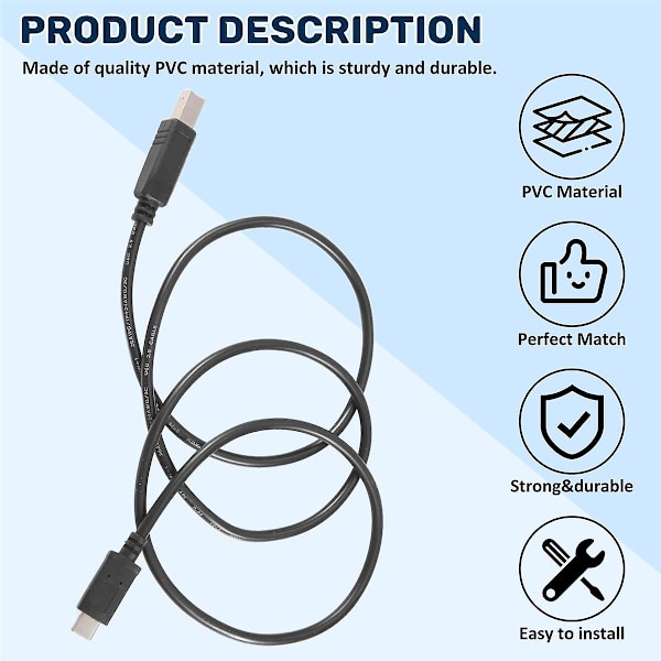 USB-C USB 3.1 Type C uros - USB 2.0 B uros datakaapeli puhelimelle ja tulostimelle