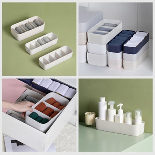 Underwear Opbevaringsboks 3-gitter/5-gitter Rum Opbevaringsbeholder Til Hjem Soveværelse Kollegie Sokker BH Bukser Organizer White 5 grids