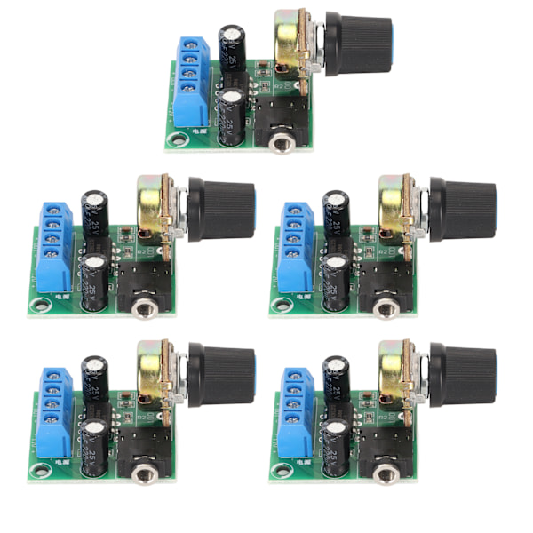 MH 5PCS LM386 Forstaerkermodul Mini 0,5W til 10W Hoejttaler DC 3V til 12V Lydforstaerkermodul til Hoejttaler