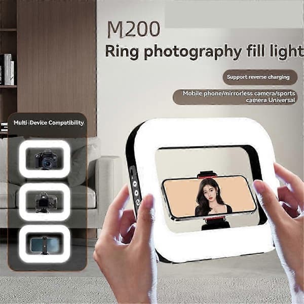 Genopladelig håndholdt LED-ringlampe til telefonfotografering skrivebordsstudie(h})