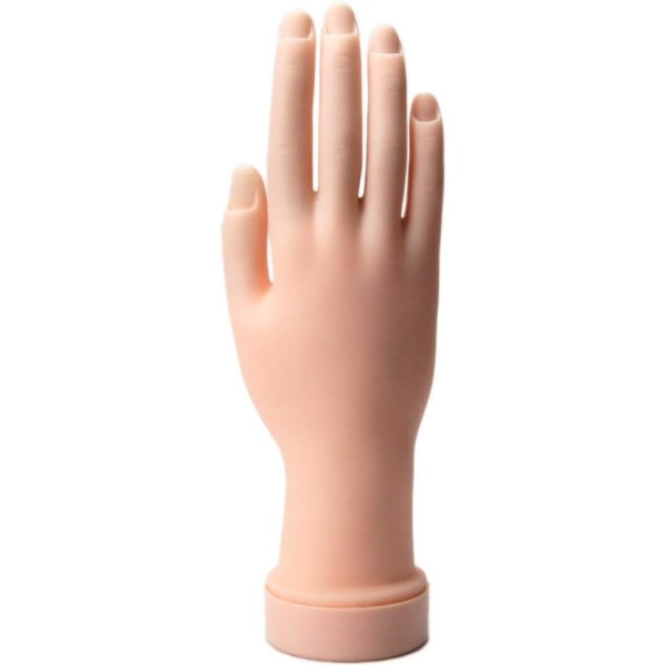 Nagelträningshand, nagelkonst flexibel rörlig protesmanikyrträningsverktyg (höger hand kan böjas)