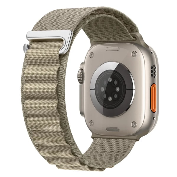 Alpine Loop -nylonranneke Apple Watchille 49mm 42mm 44mm 45mm 41mm 40mm 38mm ranneke iWatch Series Ultra 2/SE/9/8/7/6/5/4/3 Oliivi Oliivi Olive 38mm 40mm 41mm