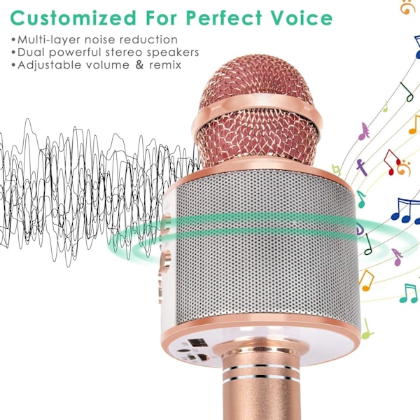 Bluetooth-mikrofon - med optagefunktion (rosa guld)