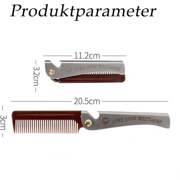 Vikbar Skäggkam med Spiral Kam Herr Professionell Styling Hårkam Frisör Stylingverktyg (Elektroplätering Grå) Electroplating gray