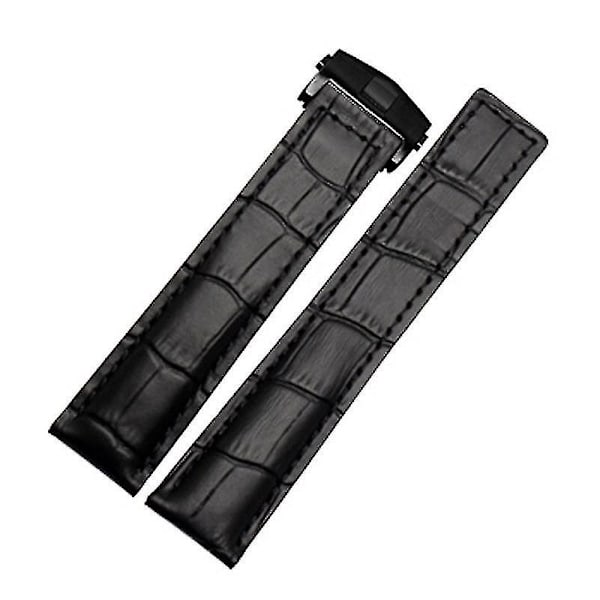 Tag Heuer miesten aito nahkaranneke - Musta/Punainen/Musta, 19mm/20mm/22mm, taittolukkosolki - WELLNGS musta musta solki 20mm black black buckle
