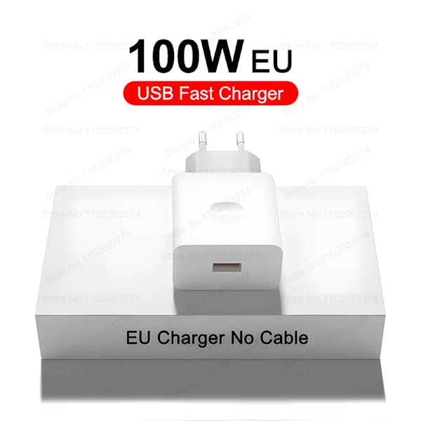 Original 100W SuperVOOC oplader til Oneplus, hurtig opladning US EU USB til nyt kabel til Oneplus 13r 12 11 10 13 P{qw} EU Charger no Cable