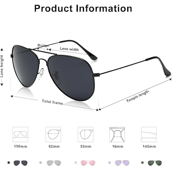 Klassinen Aviator-polaroidaurinkolasit miehille ja naisille, vintage-retrotyyli