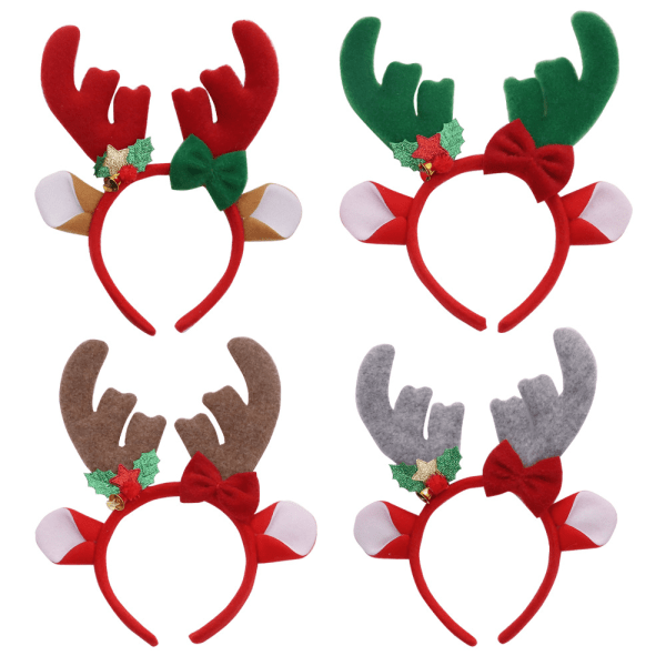 4st juldekorationer Tecknad horn pannband hårband Rudolph huvudbonad pannband Dagis barnpresenter