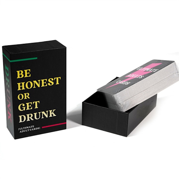 Engelsk version av BE HONEST OR GET DRINK Sincerely Leisure Party Game Card