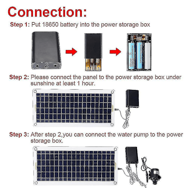 50W aurinkovoimalla toimiva vesipumppu 800l/h DC12V puutarhan suihkulähteeseen - Matala melutaso