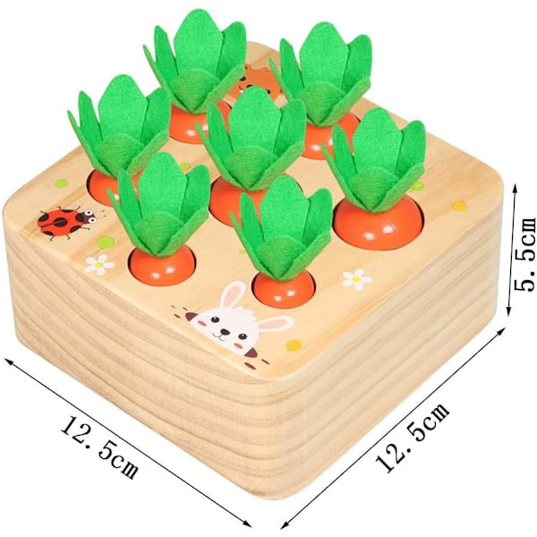 Træ Gulerods Legetøj, Høst Gulerødder i et Sorteringsspil, Montessori Læringslegetøj, Velegnet til Drenge og Piger Over 2 År