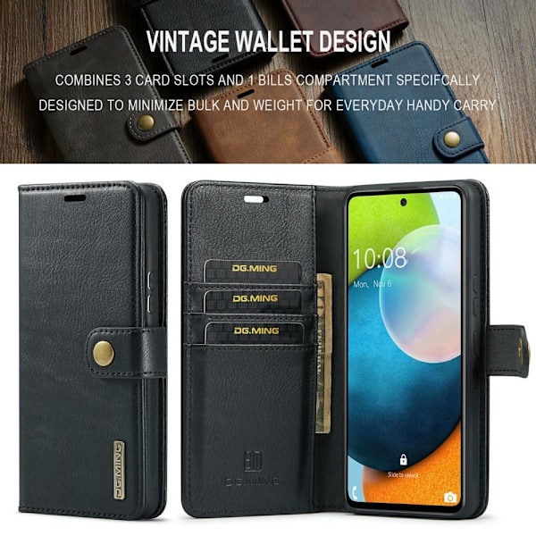 DG MING Samsung A53 5G 2-i-1 Magnetisk Wallet Cover - Sort Black Black