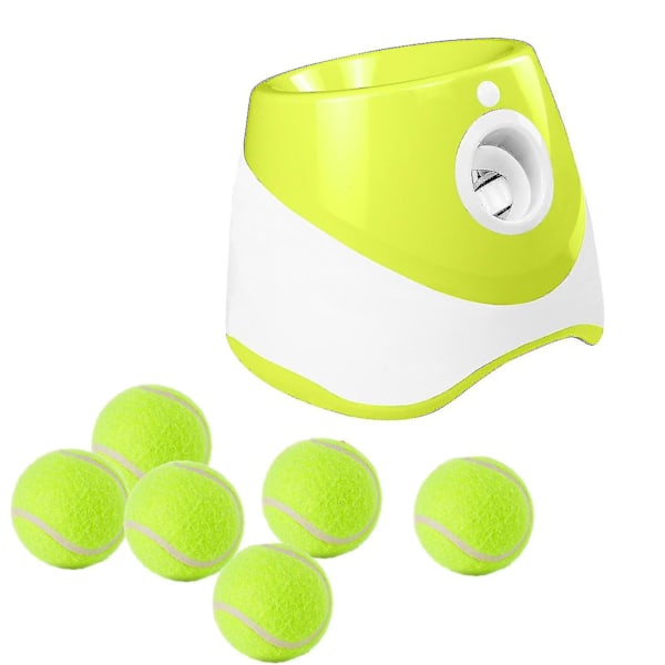 Automatisk Hundefodboldkaster med 3/6/9 Bolde - Holdbar Boldkastningsmaskine til Små og Mellemstore Hunde Fluorescerende 6 Balls Fluorescent
