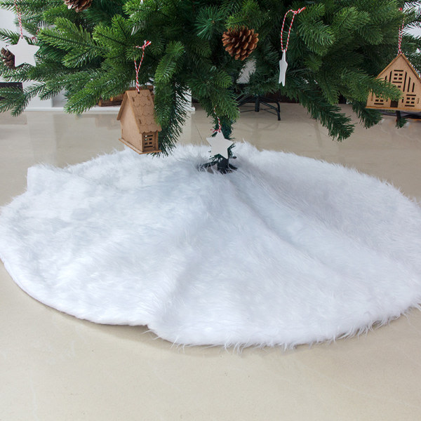 Julgranskjol 90 cm ren vit lång ull Julgranskjol Julgransbotten dekorationsmatta