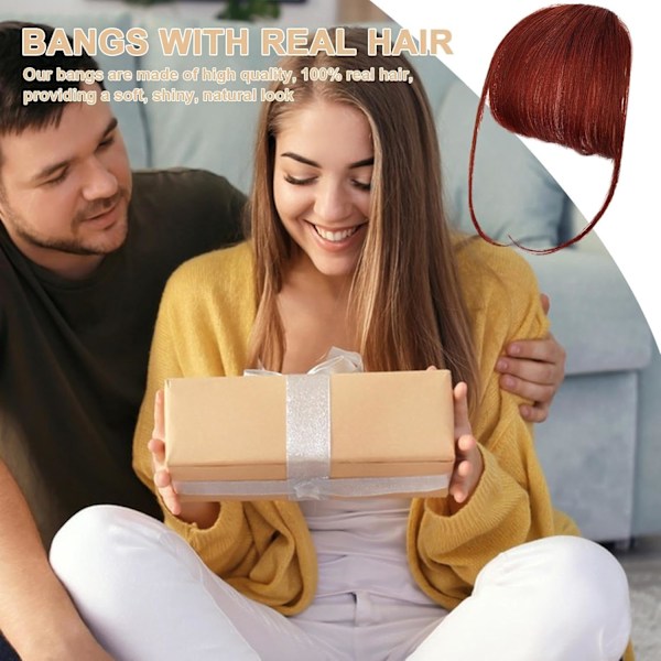 Clip-on lugg, äkta hårförlängningar - Fransk lugg, falsk lugg | Naturlig färg, stilfulla luggförlängningar för en elegant look Burgundy