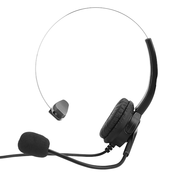 Call Center Headset med mikrofon Handsfree Støydemping Monoaural Øretelefon med 3,5 mm grensesnitt for bordtelefon