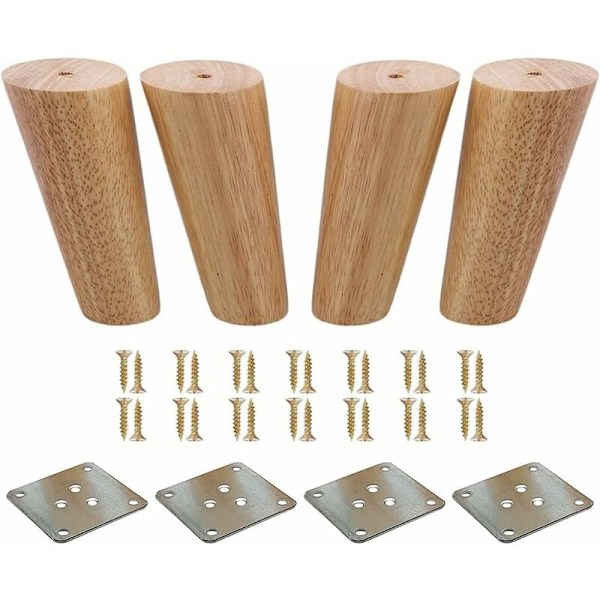 pcs furniture wooden furniture legs, solid wood replacement furniture legs with iron plate and screws, wooden furniture parts for coffee table