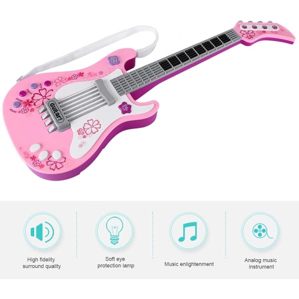 Barn Leksak Gitarr Instrument Toddler Pojkar Flickor Barn Elgitarr Tidig Pedagogisk Simulering Gitarr Interaktiv