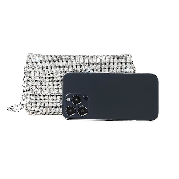 Glitter Aften Clutch Taske til Kvinder Kæde Skuldertaske Bryllupsfest Håndtaske Champagne