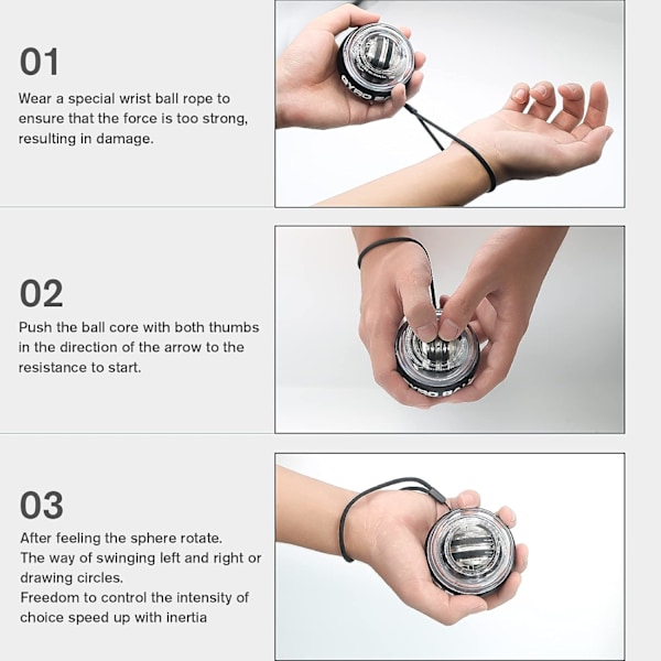 Handledstränare Boll Autostart Handstyrka Gyro Boll-Svart