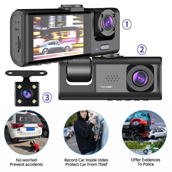 Dash Cam IR Night Vision Loop Recording IPS-skjermkamera