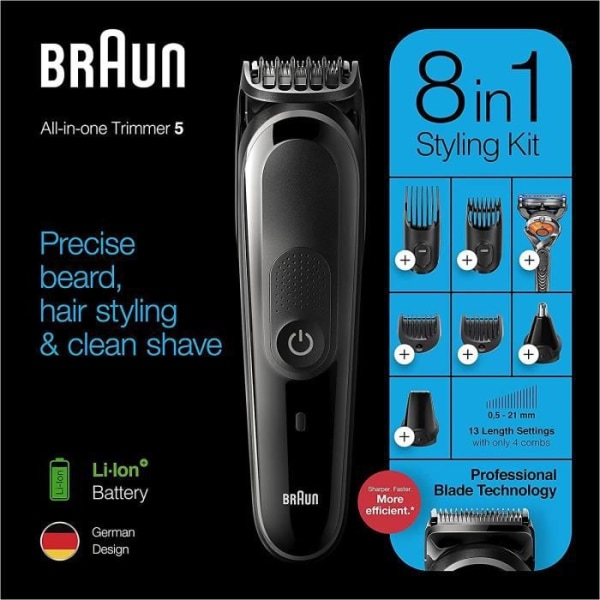 8-in-1 parta- ja kasvoleikkuri Fusion 5 ProGlide Razor MGK5260[A463]
