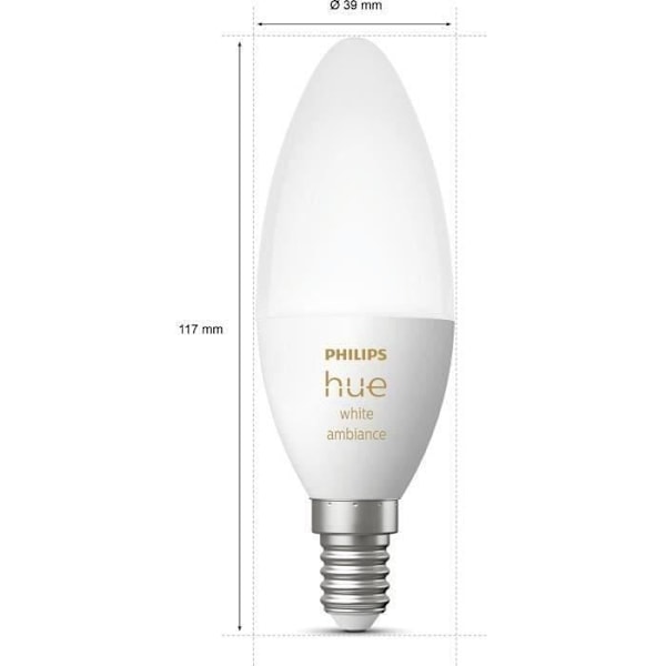 Philips Hue White Ambiance E14 flame 6W kytketyt polttimot