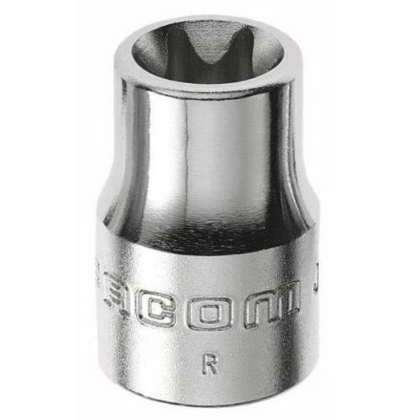Torx-nøglehoved 3/8" - FACOM - JTX.10 - Sæt på metalrack - Blank krom - Til Torx® haneklodser