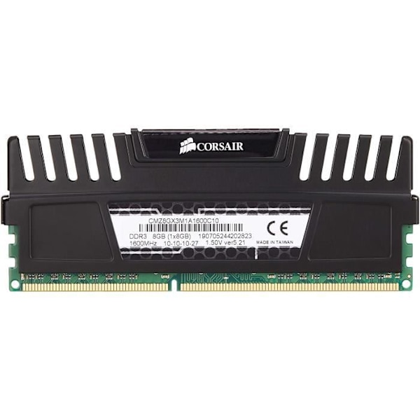 CORSAIR PC-minne DDR3 - VENGEANCE BLACK HEAT SPREADER - DIMM 8GB - 1600MHz - 10-10-10-27 1,5V (CMZ8GX3M1A1600C10)