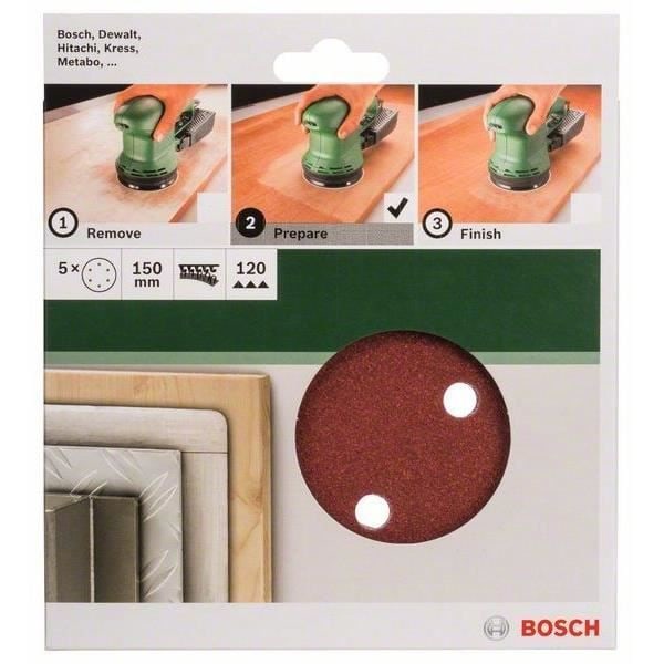 Hiomalevyt - BOSCH - 5 kpl - 150/120 mm - Hienohiominen - Itsekiinnittyvä