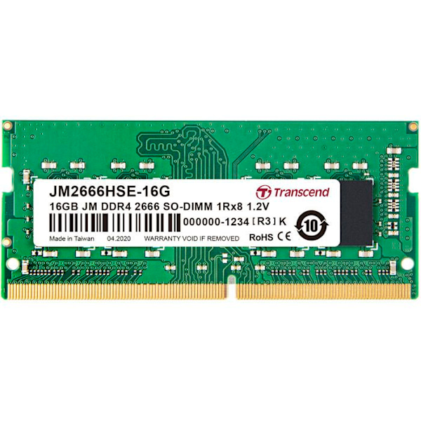 Transcend JetRAM DDR4 RAM - 16 GB - 288-bens DIMM - 2666 MHz / PC4-21300 - CL19 - Ikke-ECC