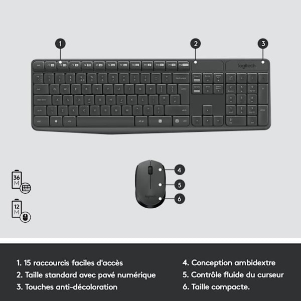 Tangentbordsmusset - Trådlös - Logitech - MK235 - AZERTY