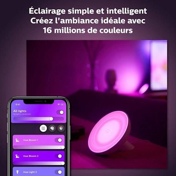 Philips Hue Valo & Väri Ambiance, Bloom-lamppu, Musta, yhteensopiva Bluetoothin kanssa, toimii Alexan, Googlen ja Homekitin kanssa
