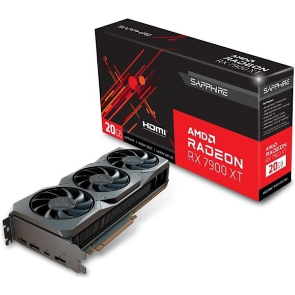 SAPPHIRE - Näytönohjain - AMD RADEON™ - RX 7900 XT GAMING OC 20GB GDDR6 musta