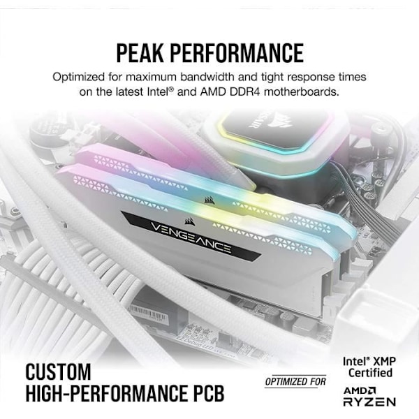RAM-hukommelse - CORSAIR - Vengeance RGB Pro SL DDR4 - 32GB 2x16GB DIMM - 3200 MHz - 1,35V - Hvid (CMH32GX4M2E3200C)