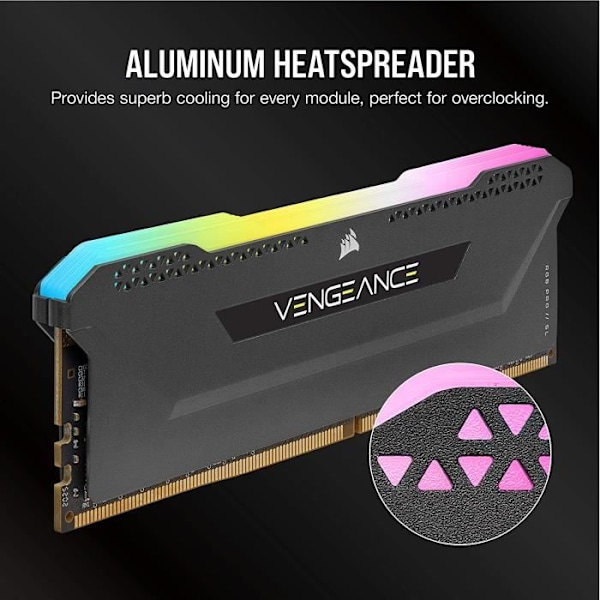 CORSAIR DDR4 pc-hukommelse - VENGEANCE RGB PRO - 16 GB (2x8 GB) - 3600 MHz - CAS 18 - Sort (CMH16GX4M2D3600C18)